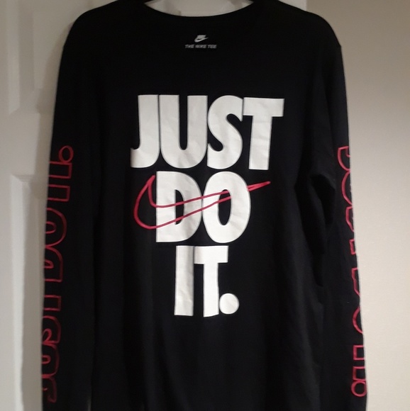 NEW Mens Nike Long Sleeve Just Do It Black//Red Size XL NWT